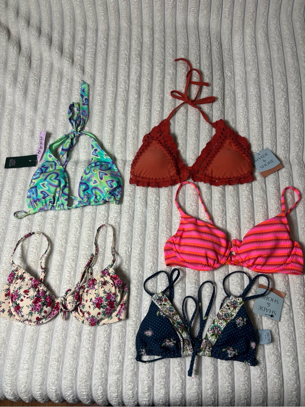Bundle of 5 Bikini tops Rust Crochet Triangle Bikini Top - Halter Tie Swimwear